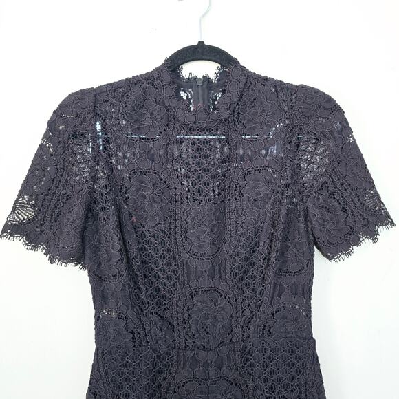 Alexis Heidi Romper In BLACK Lace Illusion High Neck Women's Size M - Picture 8 of 11